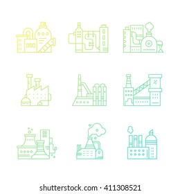 Vector collection of factory buildings.