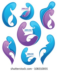vector collection of family and pregnancy emblems and text frames