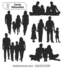 Vector collection of family silhouettes