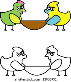 Vector collection of farm animals: chicken vs duck