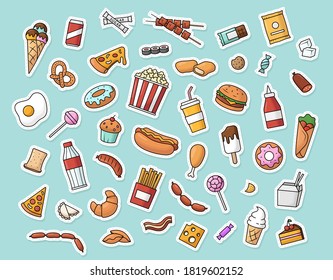 Vector collection of fast food stickers
