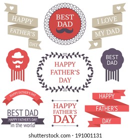 Vector collection of father's day celebration design elements isolated on white