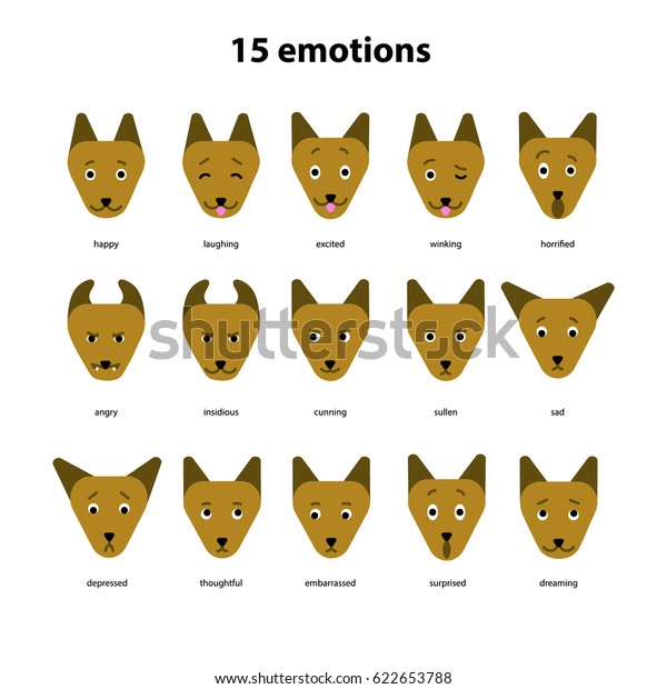 Vector Collection Feelings Dog Pet Emotions Stock Vector Royalty Free