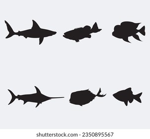 Vector Collection of Fish Silhouettes