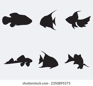 Colección vectorial de siluetas de peces
