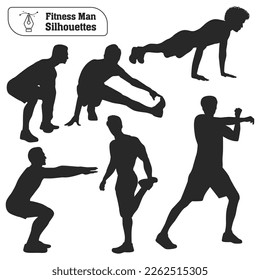 Vector collection of Fitness man silhouettes