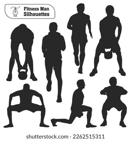 Colección vectorial de siluetas Fitness man