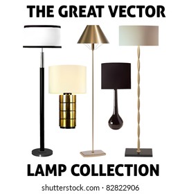 vector collection of five lamps