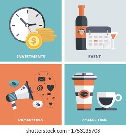 Vector collection of flat and colorful business and finance concepts for E commerce and business strategies. Design elements for web and mobile applications.