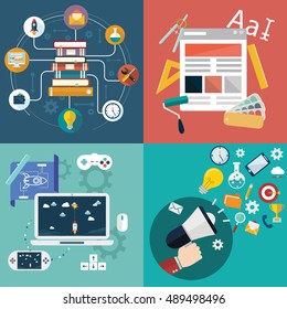 Vector collection of flat and colorful business, marketing and finance concepts. Design elements for web and mobile applications