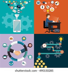 Vector collection of flat and colorful business, marketing and finance concepts. Design elements for web and mobile applications.