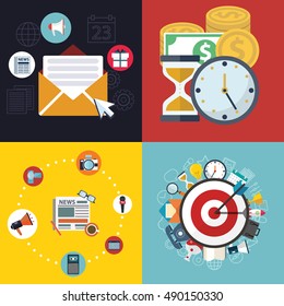 Vector collection of flat and colorful business, marketing and finance concepts. Design elements for web and mobile applications.