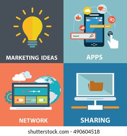 Vector collection of flat and colorful business, marketing and finance concepts. Design elements for web and mobile applications