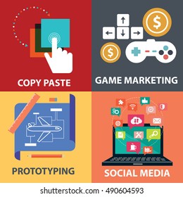 Vector collection of flat and colorful business, marketing and finance concepts. Design elements for web and mobile applications