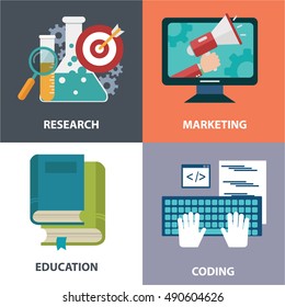 Vector collection of flat and colorful business, marketing and finance concepts. Design elements for web and mobile applications