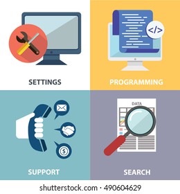 Vector collection of flat and colorful business, marketing and finance concepts. Design elements for web and mobile applications