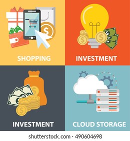 Vector collection of flat and colorful business, marketing and finance concepts. Design elements for web and mobile applications