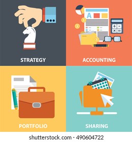 Vector collection of flat and colorful business, marketing and finance concepts. Design elements for web and mobile applications