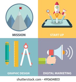 Vector collection of flat and colorful business, marketing and finance concepts. Design elements for web and mobile applications