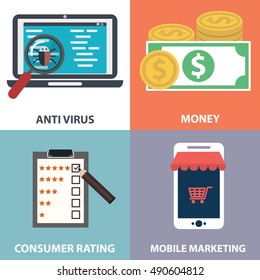 Vector collection of flat and colorful business, marketing and finance concepts. Design elements for web and mobile applications