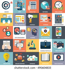 Vector collection of flat and colorful business, marketing and finance concepts. Design elements for web and mobile applications