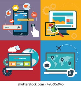 Vector collection of flat and colorful business, marketing and finance concepts. Design elements for web and mobile applications