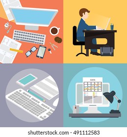 Vector collection of flat and colorful business, marketing and finance concepts. Design elements for web and mobile applications