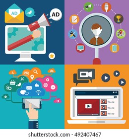 Vector collection of flat and colorful business, marketing and online shopping. Design elements for web and mobile applications.