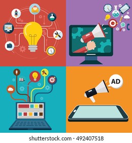 Vector collection of flat and colorful business, marketing and online shopping. Design elements for web and mobile applications.