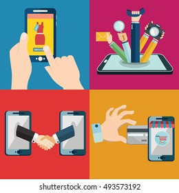 Vector collection of flat and colorful business, marketing and online shopping. Design elements for web and mobile applications