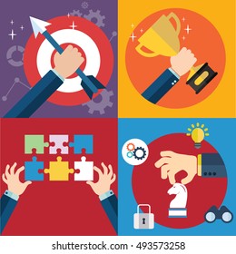 Vector collection of flat and colorful business, strategy and protection concepts. Design elements for web and mobile applications.