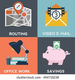 Vector collection of flat and colorful business, marketing and online shopping. Design elements for web and mobile applications.