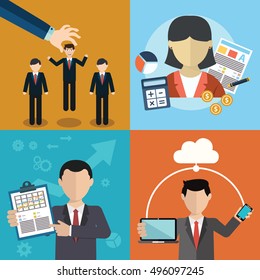 Vector collection of flat and colorful business, Human Resources concept. Design elements for web and mobile applications