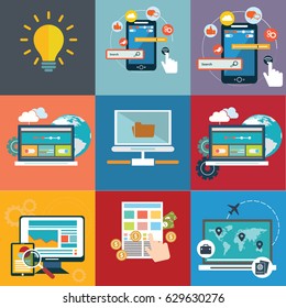 Vector collection of flat and colorful business, marketing and finance concepts. Design elements for web and mobile applications.