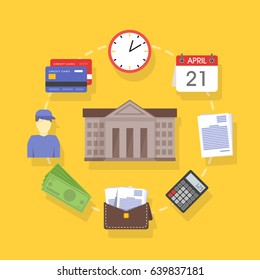 Vector collection of flat and colorful business and finance concepts accounting icons