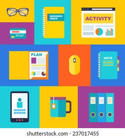 Vector collection of flat and colorful web icons of business. Eps 10