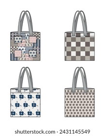 Vector Collection flat fabric shopper bags