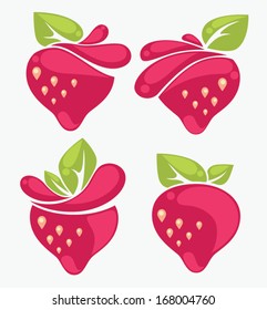 vector collection of flat strawberry symbols for your design