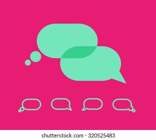 Vector collection of flat text balloons. Interface design elements.