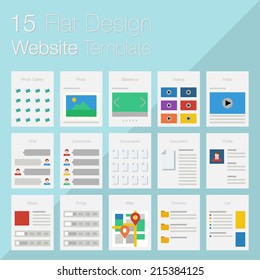 Vector collection of flat website templates on blue background. 