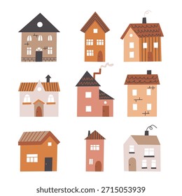 Vector colección de casas de estilo plano