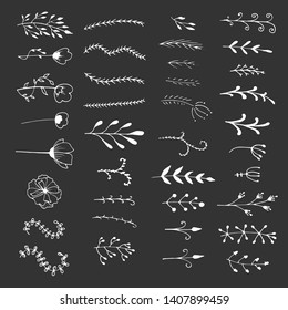 Vector collection of floral ornament dividers. Sketch decoration for concept design. Doodle illustration
