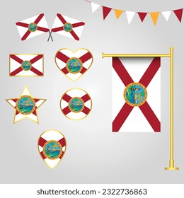 vector collection of Florida State of Usa emblems and icons in different shapes