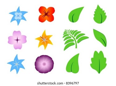 vector collection flower pattern element floral leaf vector design