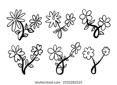 Vector collection of flowers in a fun style. Perfect for design decoration