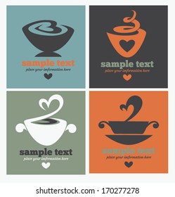 vector collection of food business cards, tags and banners in flat style