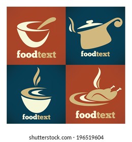 vector collection of food cards, tags, icons and banners in flat style