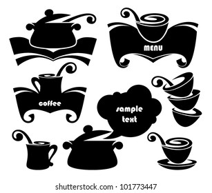 vector collection of food cooking books and dishes silhouettes