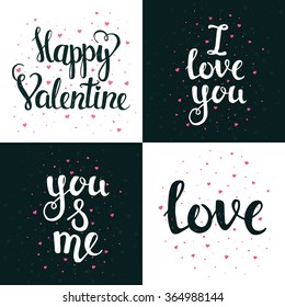Vector collection of four cards template. Set of love. 