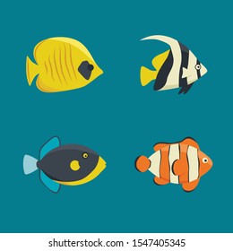 vector collection - four saltwater fishes